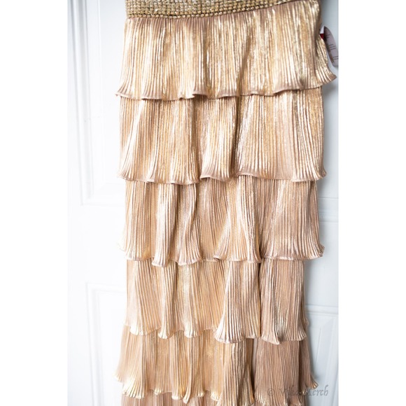 Mac Duggal One-Shoulder Ruffle Tiered Gown Dress 2 NEW - Picture 4 of 6